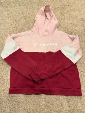 Primark Pink and Burgundy Colour-Block Hoodie